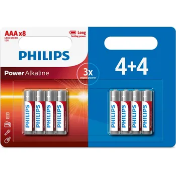 Článková baterie Philips Baterie AAA 1,5 V Power Alkaline, 4 + 4 ks
