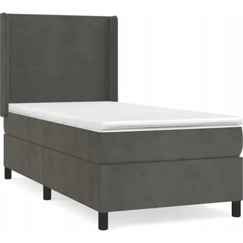 Postel Kontinentální postel 203x93x118/128 cm tmavě šedá s matrací 90x200 cm