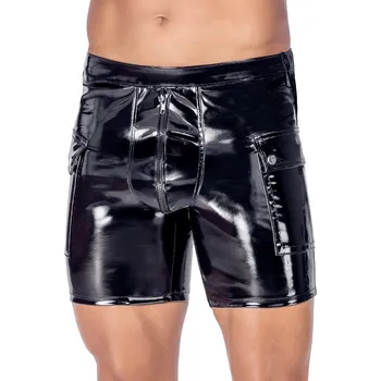 Pánské erotické prádlo Black Level Vinyl Shorts with Padded Zip 2890569 Black Velikost XXXL