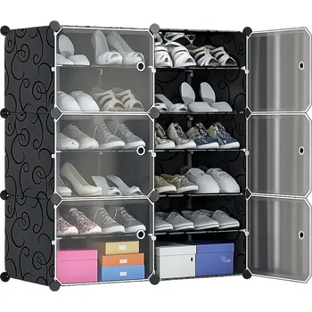 Šatní skříň SKŘÍŇ MODULÁRNÍ ŠATNÍ REGÁL 12 ÚROVNÍ 6 MODULŮ BOTNÍK OBLEČENÍ