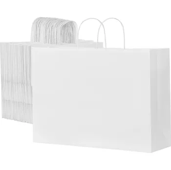 Nákupní taška Papírové Nákupní Tašky Bílé 100 Ks s Uchy 40,6x15,2x30,8CM