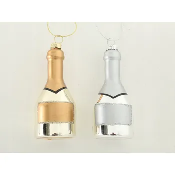 Vánoční ozdoba VÁNOČNÍ OZDOBA NA STROMEČEK - BAŇKA LAHEV ŠAMPAŇSKÉHO SKLENĚNÁ FIGURKA