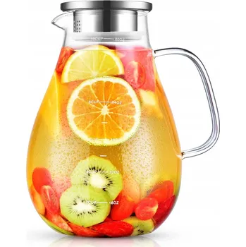 Skleněná karafa na vodu 2,4 litru s víkem z borosilikátového skla