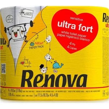 Toaletní papír Suchý toaletní papír bez vůně Renova 4 ks