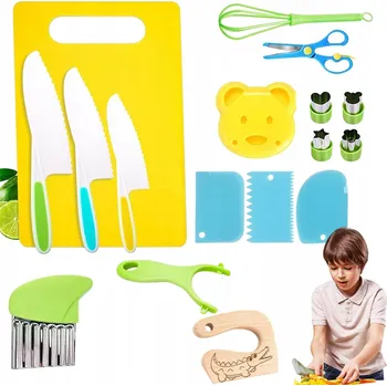 Kuchyňský nůž 17DÍLNÝ NŮŽ PRO DĚTI, SADA BEZPEČNÝCH NOŽŮ PRO MALÉ DĚTI