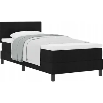 Postel Černá postel s matrací 203 x 93 x 88 cm s nastavitelným čelem