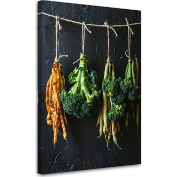 Obraz Obraz do kuchyně restaurace baru jídelny, Brokolice Fazole na černém 80x120
