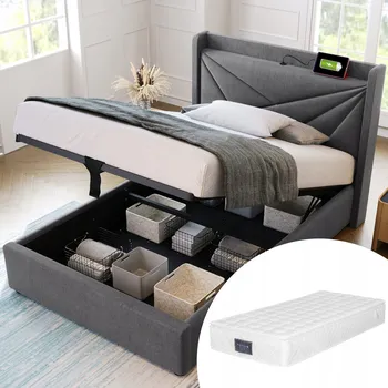 Postel Jednolůžková dřevěná postel Arhatreya 90x200 cm šedá