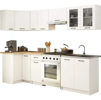 Kuchyňská linka MOB Rohová kuchyňská sestava 300 cm Akord Ozara III B (bílá)