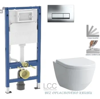 WC sada GEBERIT DuofixBasic s chromovým tlačítkem DELTA51 + WC LAUFEN PRO LCC RIMLESS + SEDÁTKO 458.103.00.2 LP2
