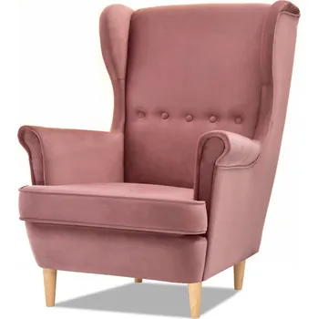 Křeslo Mebel Partner Margis (pastelová růžová + buk)