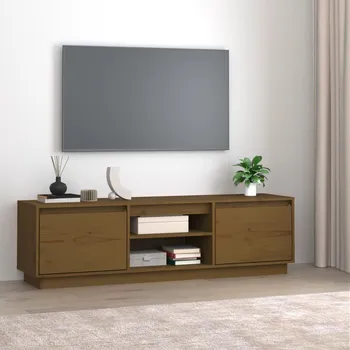 Televizní stolek vidaXL TV skříňka medově hnědá 140 x 35 x 40 cm masivní borové dřevo