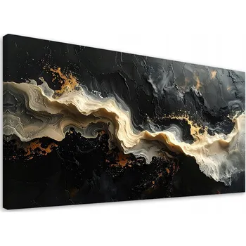 Obraz Obraz do obýváku, ložnice, kanceláře, Abstrakce vlny linie černá béžová 80x40