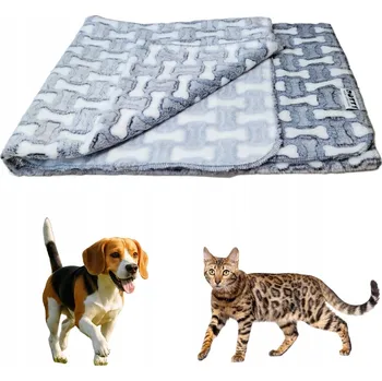 Pelíšek pro psa Plyšová měkká deka pro psa kočku do pelíšku DOTTY fleece šedá kostky S