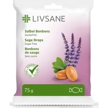 Bonbon LIVSANE Bylinné pastilky šalvěj bez cukru, s vitamínem C, 75 g