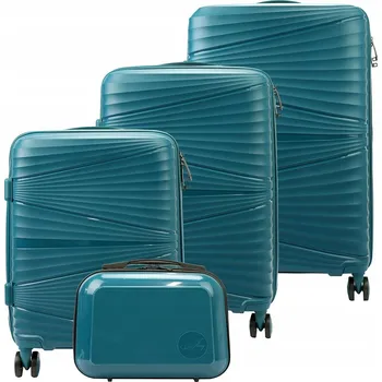 Jony sada tří cestovních kufrů na kolečkách s kosmetickou taštičkou ABS