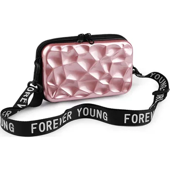 Kabelka Dámská skořepinová kabelka / pouzdro crossbody s popruhem 18x11 cm, střední, 2 pudrová metalic