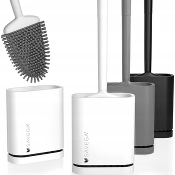 WC štětka SAVEGA Silikonový Kartáč na WC Bílý Rychleschnoucí Držák