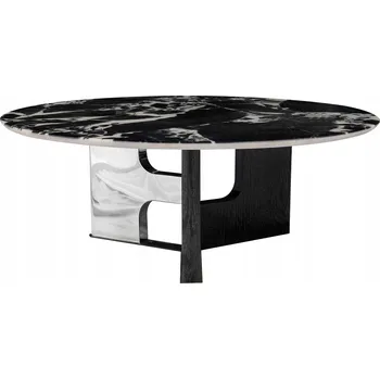 Konferenční stolek Moderní kulatý konferenční stolek z mramoru 90cm Geneva Černý