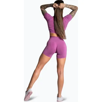 Dámské tričko Gym Glamour Bezešvý top s krátkým rukávem Sportovní Seamless Rashguard Pink M