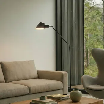 Lampička Stojací lampa Lindby Corali, černá, kov, výška 176,5 cm 1 x 15 W LED - Doprava zdarma