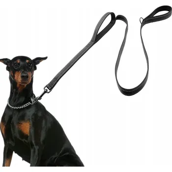 Vodítko pro psa Vodítko pro psy AVANA se 2 rukojeťmi 1,5 metru ČERNÉ