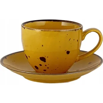 Šálek s podšálkem Alumina Bogucice Cottage Yellow s puntíky 300 ml 1107