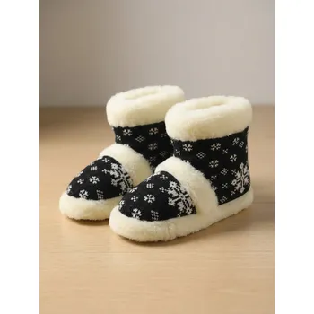 Dámská obuv Úžasné papuče z ovčí vlny model 47- vysoké černé, VELIKOST 35-36