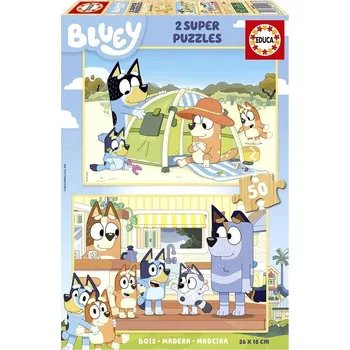 Puzzle 2 x 50dílné Puzzle Educa Blue (dřevěné)