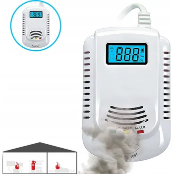 Zabezpečovací technika Detektor oxidu uhelnatého a plynu Minexo drátový s LCD displejem CE