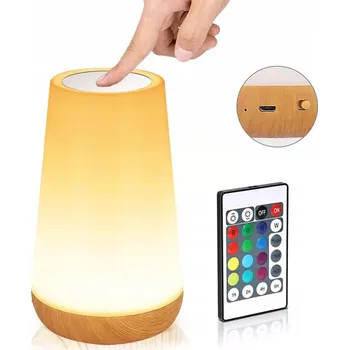 Lampička Noční lampa do ložnice bezdrátová dotyková LED stmívatelná RGB světlo