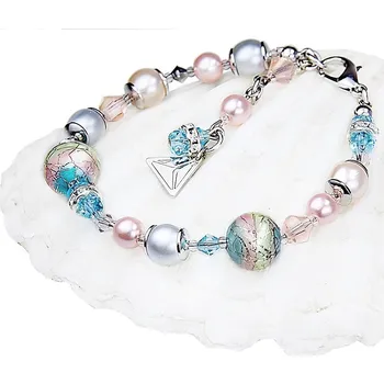 Náramek Něžný náramek Sweet Childhood s perlami Lampglas s ryzím stříbrem BP22 Lampglas