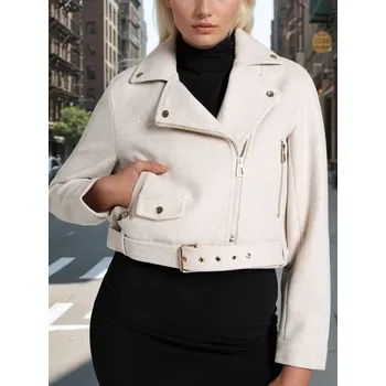 Sinsay - Bunda biker s páskem - béžová - 595DA-02M - 595DA-02M-XXS