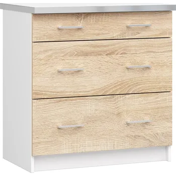 Kuchyňská skříňka Akord Lula s80 sz3 (matná bílá + dub sonoma)