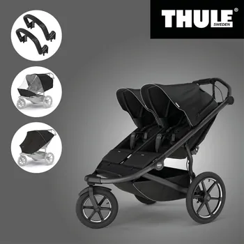 Kočárek THULE URBAN GLIDE 3 BLACK DOUBLE 2025 Magnetic Buckle + 2x Madlo + Pláštěnka + Moskytiera