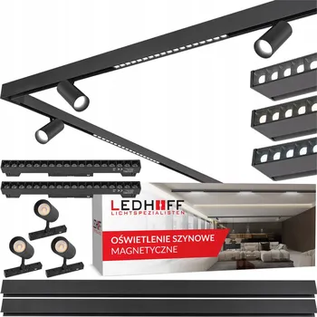 Bodové svítidlo LED kolejnicový systém na magnet 2x kolejnice 1m + 2x čočková lampa + 3x Spot