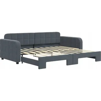 Pohovka Rozkládací lehátko-pohovka tmavě šedá samet 213 x 100 x 71 cm