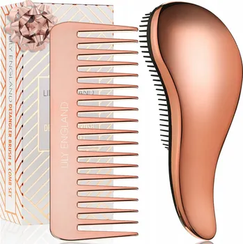 kartáč na vlasy Kartáč na vlasy proti zacuchávání a hřeben Růžové Zlato Lily England