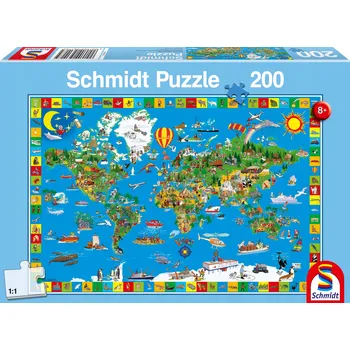 Puzzle SCHMIDT SPIELE Puzzle pro Děti 200 Dílků Barevná Země