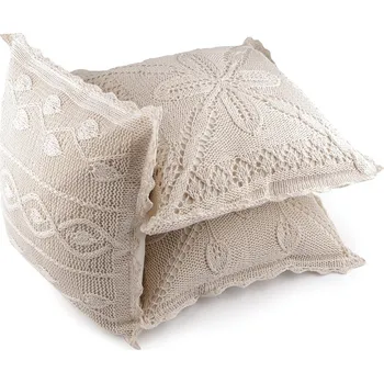 Povlak na polštářek Povlak na polštář pletený, bavlněný 45x45 cm, Balení 2 ks, Varianta 1 režná světlá