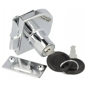 Nábytkové kování Nábytkový zámek pro dvoukřídlé skleněné dveře SISO chrom