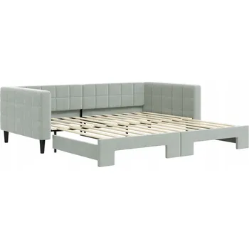 Pohovka Světle šedá rozkládací lenoška 2v1 se sametovým potahem 223x110x68 cm