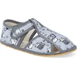 Barefootovo Baby Bare Slippers Nr. 26 – Šedé bavlněné barefoot bačkůrky s kočkou, grey cat