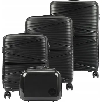 Jony sada tří cestovních kufrů na kolečkách s kosmetickou taštičkou ABS