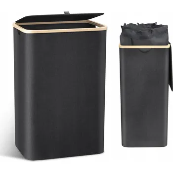 Koš na prádlo Koš na prádlo s víkem Velký 100 Litrů Černý Vyjímatelný Vak