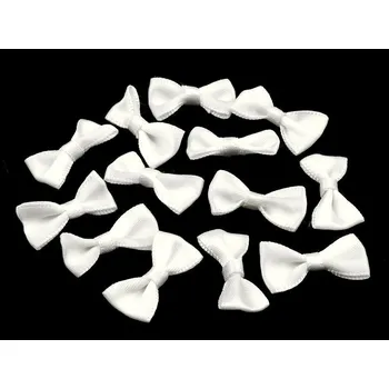 Svatební / prádlové mašličky 12x25 mm saténové, střední, 20 Off White