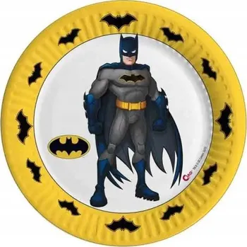 Talíř PAPÍROVÉ TALÍŘKY BATMAN 18 CM 8 KS LICENCE NETOPÝŘÍ MUŽ NAROZENINY
