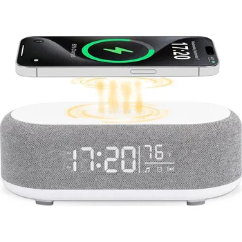 Hodiny ELEKTRONICKÝ Reproduktor HODINY BUDÍK DIGITÁLNÍ RGB NOČNÍ INDUKČNÍ NABÍJEČKA