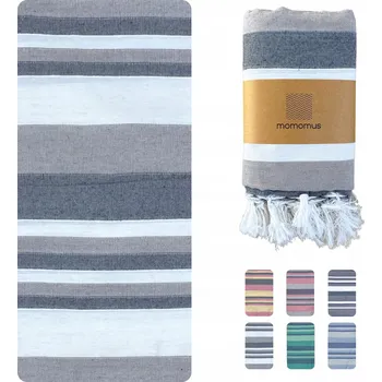 Pikniková deka MOMOMUS XXL Plážová Pikniková Deka Béžová 210x240 cm Bez Písku S Třásněmi