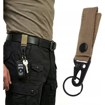 TAKTICKÝ DRŽÁK PŘÍVĚSEK KARABINA NA KLÍČE MOLLE POUŠTNÍ